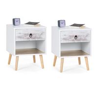 IDMarket - Lot de 2 tables de chevet Bahia - 1 tiroir, niche scandinave - Blanc