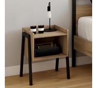 Lot De 2 Tables De Chevet Dalat 1 Niche Bois Et Pieds Métal Noir Design Industriel Noir