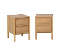 Lot de 2 tables de chevet décor bois 2 tiroirs naturel - 42 x 42 x 55 cm - Harmony