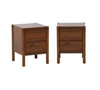 Lot de 2 tables de chevet décor bois 2 tiroirs noyer - 42 x 42 x 55 cm - Harmony