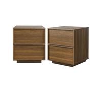 Lot de 2 tables de chevet effet bois 2 tiroirs noyer L 42 x P 38 x H 48cm - Kuba