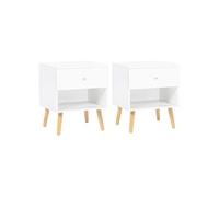 IDMarket – Tables de chevet Emmie scandinaves 1 tiroir avec niche – Lot de 2 Blanc