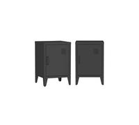 sweeek - Lot de 2 Tables de Chevet en métal 1 Porte. Noire. casier. L 38 x P 38 x H 55.7 cm
