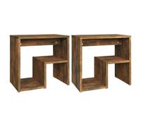 Lot de 2 tables de chevet en chêne fumé, 40 x 30 x 40 cm, bois multicouche | Étagère de rangement, design tendance, structure robuste, résistance à l'humidité, assemblage requis
