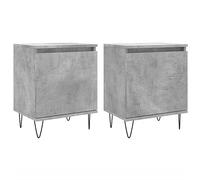 Lot de 2 tables de chevet gris ciment 40 x 30 x 50 cm en bois multicouche | Bois multicouche et fer, 2 tables de chevet, 40 x 30 x 50 cm chacune, 1 compartiment, porte réversible