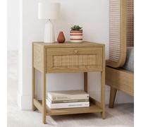 Lot de 2 tables de chevet hanae vintage 1 tiroir avec tablette effet naturel cannage