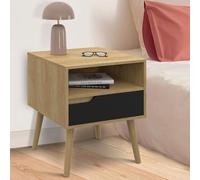 IDMarket – Lot de 2 tables de chevet Helsinki scandinaves 1 tiroir avec niche effet hêtre noir