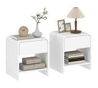 Lot de 2 tables de chevet - HOMCOM - compartiment ouvert et tiroir à fermeture silencieuse - MDF - 40 x 35 x 45 cm - blanc