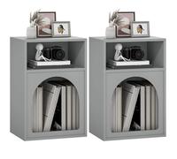 Lot de 2 tables de chevet - HOMCOM - compartiments ouverts - design arqué - MDF - 40 x 30 x 60 cm - gris