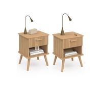 IDMarket - Lot de 2 tables de chevet Juliette 1 tiroir avec niche effet lattes bois