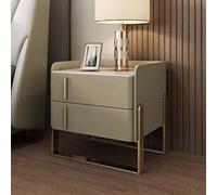 Lot de 2 tables de chevet modernes - Table d'appoint étroite avec tiroir, finition cuir, cadre en métal - Table de bout de lit élégante et coffre de rangement pour chambre à coucher pour petits