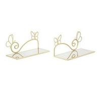 Lot de 2 Tables de Chevet Murales "Butterfly" 41cm Or Or