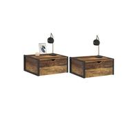 IDMarket - Lot de 2 Tables de Chevet murales Hawkins étagère Suspendue Design Industriel