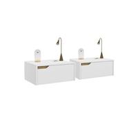 IDMarket - Lot de 2 tables de chevet murales Helsinki scandinaves 1 tiroir étagère suspendue blanc