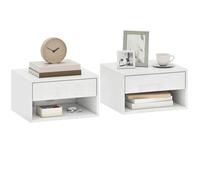 HOMCOM Lot de 2 Tables de Chevet murales, Tables de Nuit suspendues avec tiroir Coulissant, Compartiment Ouvert, Plateau, Style Moderne, 37 x 32 x 21 cm, Blanc