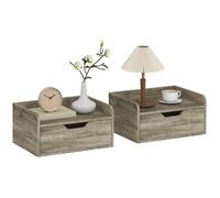 HOMCOM Lot de 2 Tables de Chevet murales, Tables de Nuit suspendues avec tiroir et Plateau à rebords surélevés, Style Moderne, pour Chambre à Coucher, Salon, 40 x 30 x 19,5 cm, Gris