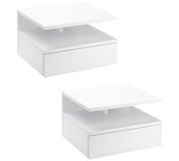 HOMCOM Lot de 2 Tables de Chevet murales - Lot de 2 Tables de Nuit - tiroir Coulissant, Niche, Plateau - Panneaux Particules Blanc