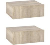 Outsunny Paire Tables de Chevet Murales Bois Naturel avec Tiroir Design Moderne Élégant | Aosom France