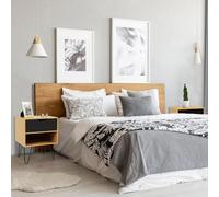 IDMarket - Lot de 2 Tables de Chevet Noemi Bois et Pied épingle | Avec 1 tiroir
