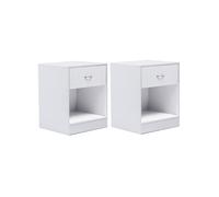 IDMarket – Lot de 2 tables de chevet Olga – 1 tiroir avec niche – Bois blanc