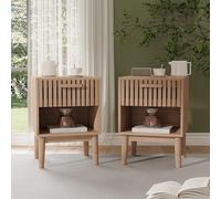 Lot de 2 tables de chevet pour chambre à coucher, commodes, tiroirs, table de nuit 35 x 40 x 55 cm, tables d'appoint, salon avec tiroirs, meuble de rangement en bois, pour salon (B Couleur bois)