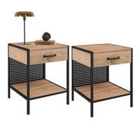 IDMarket Table de chevet Preston 1 tiroir tablette acier perforé design industriel Lot de 2