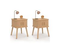 IDMarket - Lot de 2 Tables de Chevet Romie Effet Lattes 2 Portes coulissantes