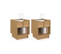 IDMarket - Lot de 2 Tables de Chevet Rosie 1 tiroir et 1 Niche façon hêtre Design Minimaliste