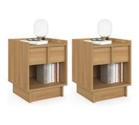 IDMarket - Lot de 2 Tables de Chevet Rosie 1 tiroir et 1 Niche façon hêtre Design Minimaliste