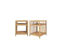sweeek - Lot de 2 Tables de Chevet rotin Naturel 1 étagère 1 Niche L 40 x P 40 x H 50cm - Bandung