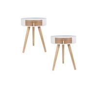 The Home Deco Factory - Lot de 2 tables de chevet scandinaves Nora - Diam. 35 x H. 45 cm - Blanc - Nora Blanc