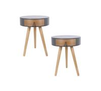 - Lot de 2 tables de chevet scandinaves Nora - Diam. 35 x H. 45 cm - Gris - Nora