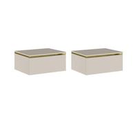 Lot de 2 tables de chevet suspendues avec 1 tiroir - Beige et doré - VUKIA