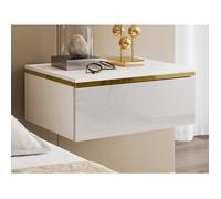 PASCAL MORABITO - Lot de 2 Tables de Chevet suspendues avec 1 tiroir - Blanc Brillant et doré - VUKIA de