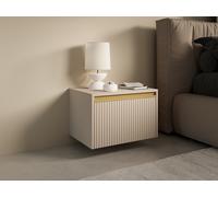Lot de 2 tables de chevet suspendues ou à poser avec 1 tiroir - MDF - Beige et doré - POSINIA