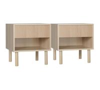 HOMCOM Lot de 2 Tables de Chevet Table de Nuit avec tiroirs et niches, Table d'appoint Style Moderne pour Chambre à Coucher, Salon, dim. 47 x 47 x 50 cm, Finition Bois Naturel