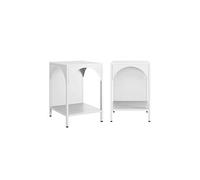 Lot de 2 tables de chevet tables d'appoint en métal style industriel blanc L 35 x l 35 x H 51cm