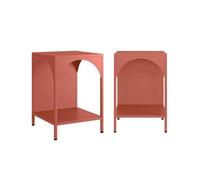 Lot de 2 tables de chevet. tables d'appoint en acier style industriel. terracotta. L 35 x l 35 x H 52cm