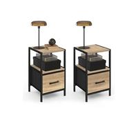 IDMarket - Lot de 2 tables de chevet Utah, 1 tiroir et 1 niche, design industriel Noir