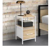 Lot de 2 tables de chevet UTAH 1 tiroir et 1 niche bois et blanc