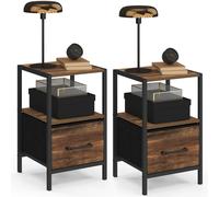 Lot de 2 tables de chevet UTAH 1 tiroir et 1 niche effet HAWKINS