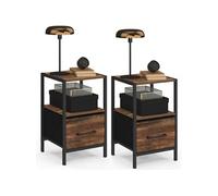 IDMarket - Lot de 2 Tables de Chevet Utah 1 tiroir et 1 Niche Effet Hawkins