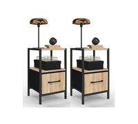 IDMarket – Lot de 2 tables de chevet Utah, 1 tiroir et 1 niche, effet lattes