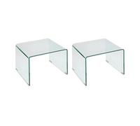 Vente-unique - Lot de 2 Tables de Chevet - Verre trempé courbé - SUZANA