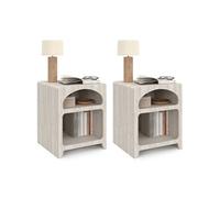 IDMarket - Lot de 2 Tables de chevets organiques Alesia Beige Effet marbre | Avec 2 compartiments