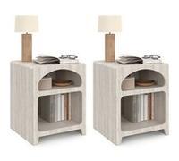Lot de 2 tables de chevets organiques ALESIA beige effet marbre 2 compartiments Beige