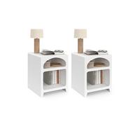 IDMarket - Lot de 2 tables de chevet Alesia organiques bois blanc 2 niches