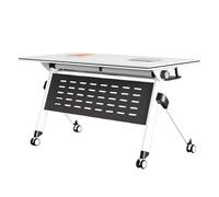 Lot De 2 Tables De Conférence Pliantes - Bureau De Salle Grandes Réunion Mobiles Modernes, Table De Formation Avec Roulettes Silencieuses, Pour Bureaux Et Établissements D'enseignement(120*40*75CM)