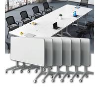 Lot de 2 tables de conférence pliantes en bois à roulettes pour bureau, salle de classe, salle de formation, mobilier de réunion peu encombrant