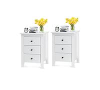 Helloshop26 Lot de 2 Tables de Nuit 46 x 37 x 65 cm avec Grand Espace de Rangement Moderne et Multifonction en MDF Blanc 20_0012529